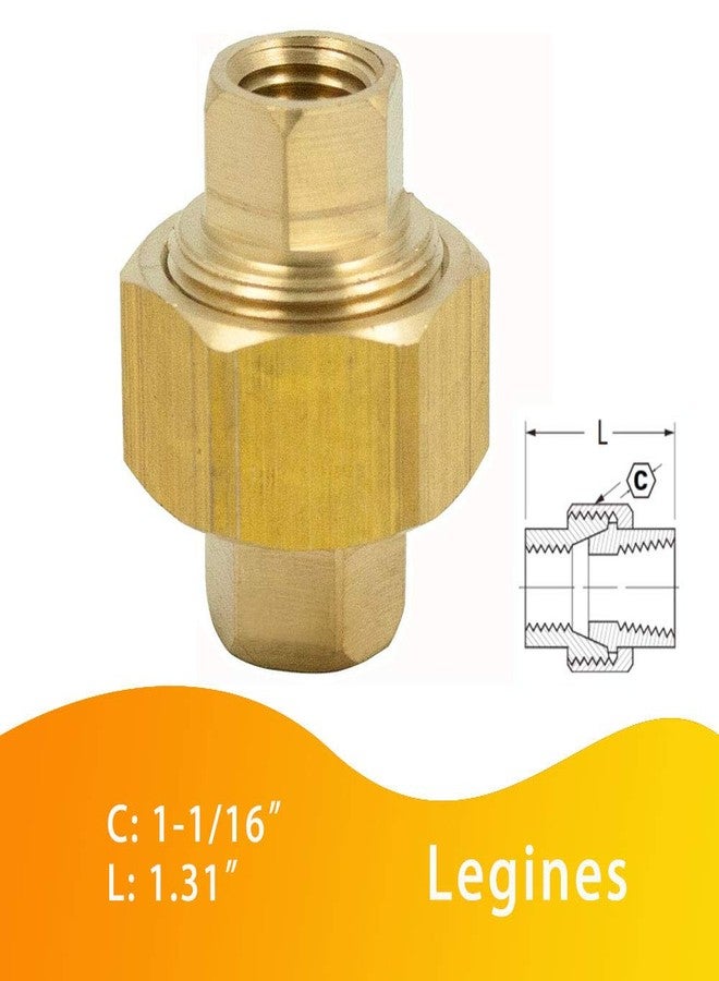 Legines وصلة أنبوب نحاسية مستقيمة من نوع Legines NPT Union مقاس 1/4 بوصة أنثى × 1/4 بوصة أنثى، تتحمل ضغط 1200 رطل لكل بوصة مربعة (عبوة من قطعتين) - Image 4